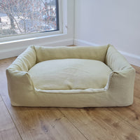 18" x 24" (45x60cm) Organic Hemp Pet Bed with light yellow Removable Washable Natural Linen Cover Filled Organic Hemp Fiber Filler