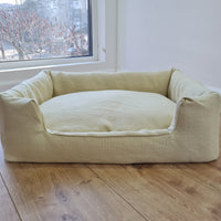 18" x 24" (45x60cm) Organic Hemp Pet Bed with light yellow Removable Washable Natural Linen Cover Filled Organic Hemp Fiber Filler