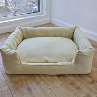 18" x 24" (45x60cm) Organic Hemp Pet Bed with light yellow Removable Washable Natural Linen Cover Filled Organic Hemp Fiber Filler