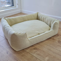 18" x 24" (45x60cm) Organic Hemp Pet Bed with light yellow Removable Washable Natural Linen Cover Filled Organic Hemp Fiber Filler