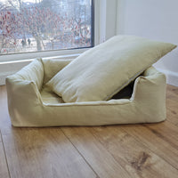18" x 24" (45x60cm) Organic Hemp Pet Bed with light yellow Removable Washable Natural Linen Cover Filled Organic Hemp Fiber Filler
