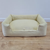 18" x 24" (45x60cm) Organic Hemp Pet Bed with light yellow Removable Washable Natural Linen Cover Filled Organic Hemp Fiber Filler