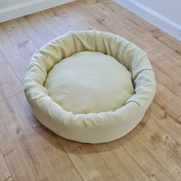 Unique Round Hemp Linen Pet Bed Cot with Removable Washable Natural light yellow Linen Cover Filled Organic Hemp Fiber eco-friendly Gift