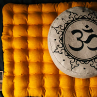 Embroidery Zafu OM Linen floor cushion with Buckwheat hulls /Organic Meditation cushion/ pillow seat/Meditation pillow for Yoga studio