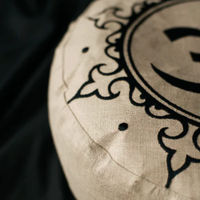 Embroidery Zafu OM Linen floor cushion with Buckwheat hulls /Organic Meditation cushion/ pillow seat/Meditation pillow for Yoga studio