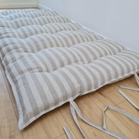 Special listing for Alex: topper from 2 parts with ties on an exterior furniture 66"x53" & 36"x27" hemp fiber filler in natural Linen in stripe