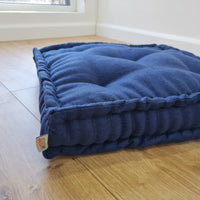 Dark grey Hemp Floor cushion with organic hemp fiber filling in linen fabric / floor pillow Pillow seat/Meditation Yoga /Natural