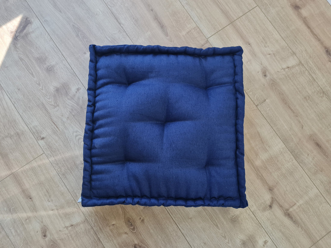 Dark grey Hemp Floor cushion with organic hemp fiber filling in linen fabric / floor pillow Pillow seat/Meditation Yoga /Natural