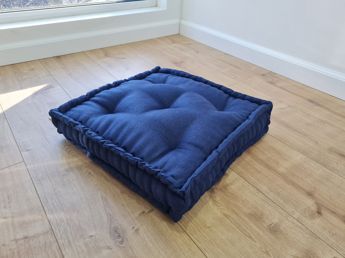 Dark grey Hemp Floor cushion with organic hemp fiber filling in linen fabric / floor pillow Pillow seat/Meditation Yoga /Natural