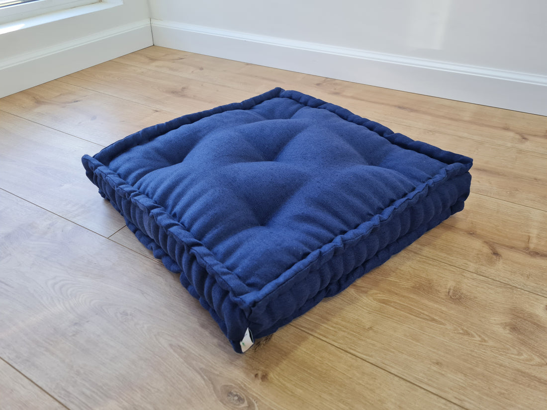 Dark grey Hemp Floor cushion with organic hemp fiber filling in linen fabric / floor pillow Pillow seat/Meditation Yoga /Natural