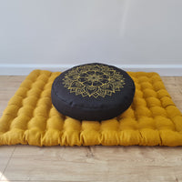 Embroidery Meditation Set Zafu & Zabuton with Buckwheat hulls Mandala Linen Floor cushions Meditation pillow pouf PillowSeat Yoga