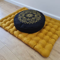 Embroidery Meditation Set Zafu & Zabuton with Buckwheat hulls Mandala Linen Floor cushions Meditation pillow pouf PillowSeat Yoga