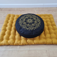 Embroidery Meditation Set Zafu & Zabuton with Buckwheat hulls Mandala Linen Floor cushions Meditation pillow pouf PillowSeat Yoga