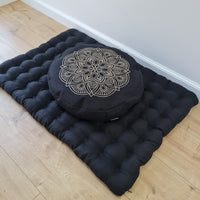Embroidery Meditation Set Zafu & Zabuton with Buckwheat hulls Mandala Linen Floor cushions Meditation pillow pouf PillowSeat Yoga