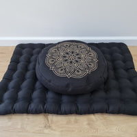 Embroidery Meditation Set Zafu & Zabuton with Buckwheat hulls Mandala Linen Floor cushions Meditation pillow pouf PillowSeat Yoga