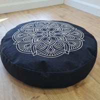 Embroidery Meditation Set Zafu & Zabuton with Buckwheat hulls Mandala Linen Floor cushions Meditation pillow pouf PillowSeat Yoga