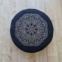 Embroidery Meditation Set Zafu & Zabuton with Buckwheat hulls Mandala Linen Floor cushions Meditation pillow pouf PillowSeat Yoga
