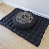 Embroidery Meditation Set Zafu & Zabuton with Buckwheat hulls Mandala Linen Floor cushions Meditation pillow pouf PillowSeat Yoga