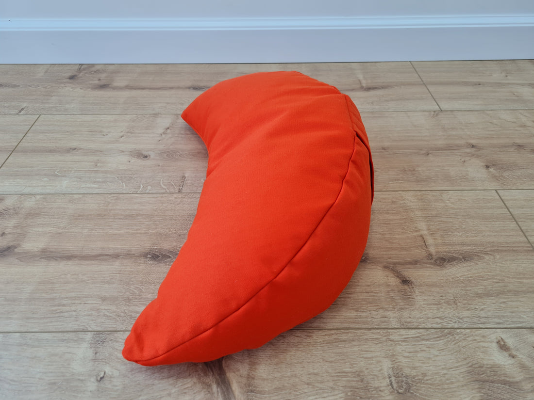 Cotton Meditation Cresсent cushion filled with buckwheat hulls