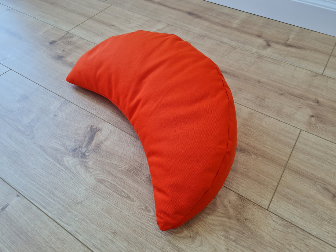 Cotton Meditation Cresсent cushion filled with buckwheat hulls