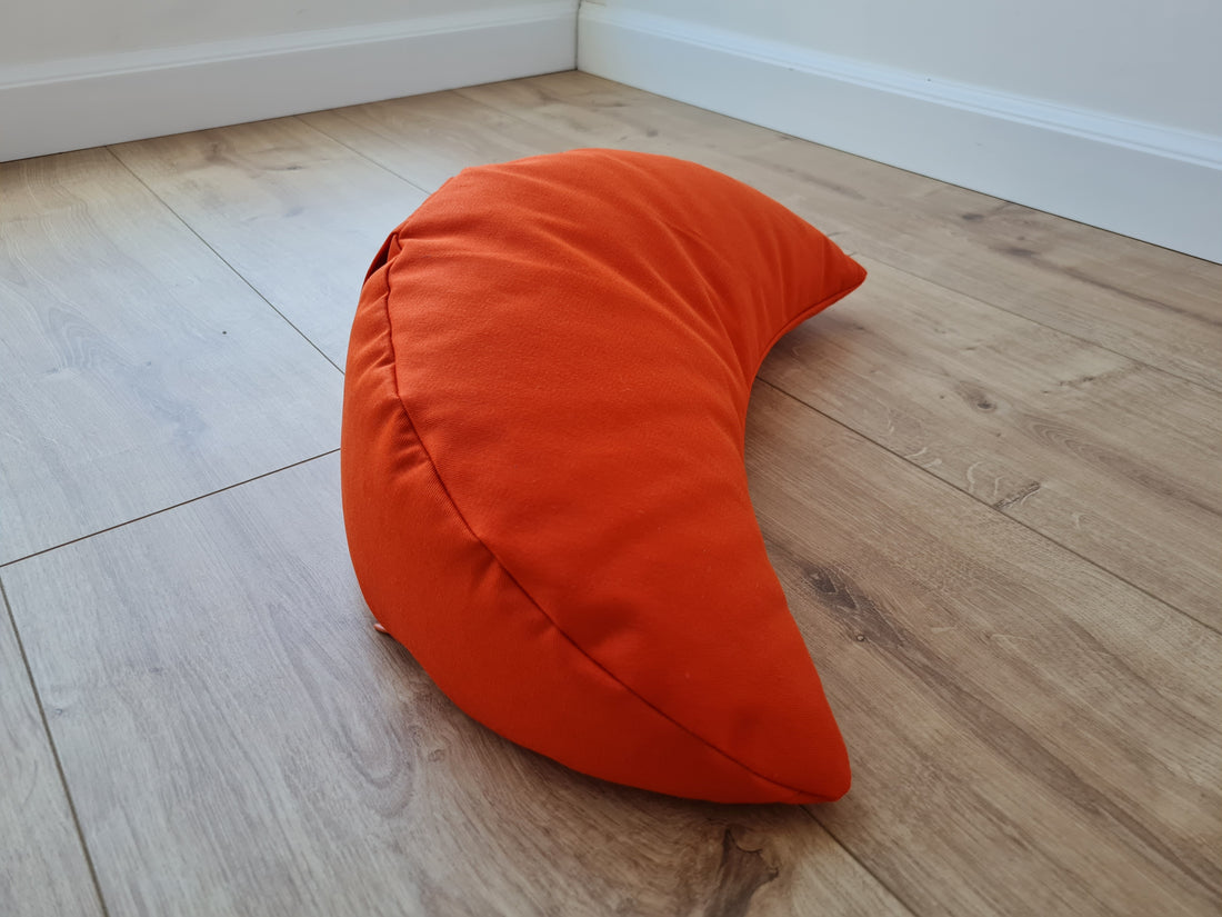 Cotton Meditation Cresсent cushion filled with buckwheat hulls