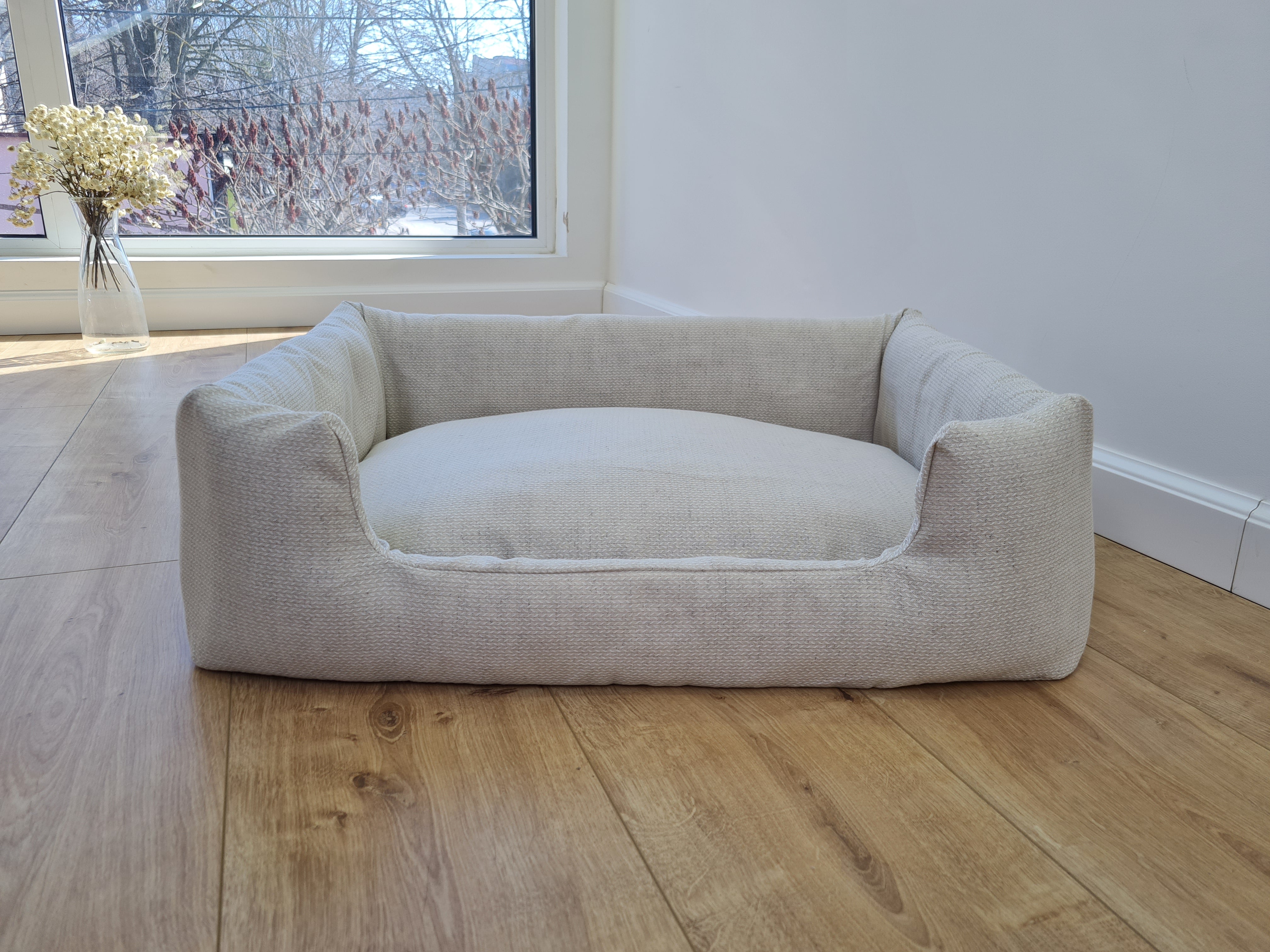 Organic Hemp Pet Bed Removable Washable Natural HEMP Cover Bed Filled Organic Hemp Fiber Filler - Dog Cat Pet Bed Cots Mat Cover