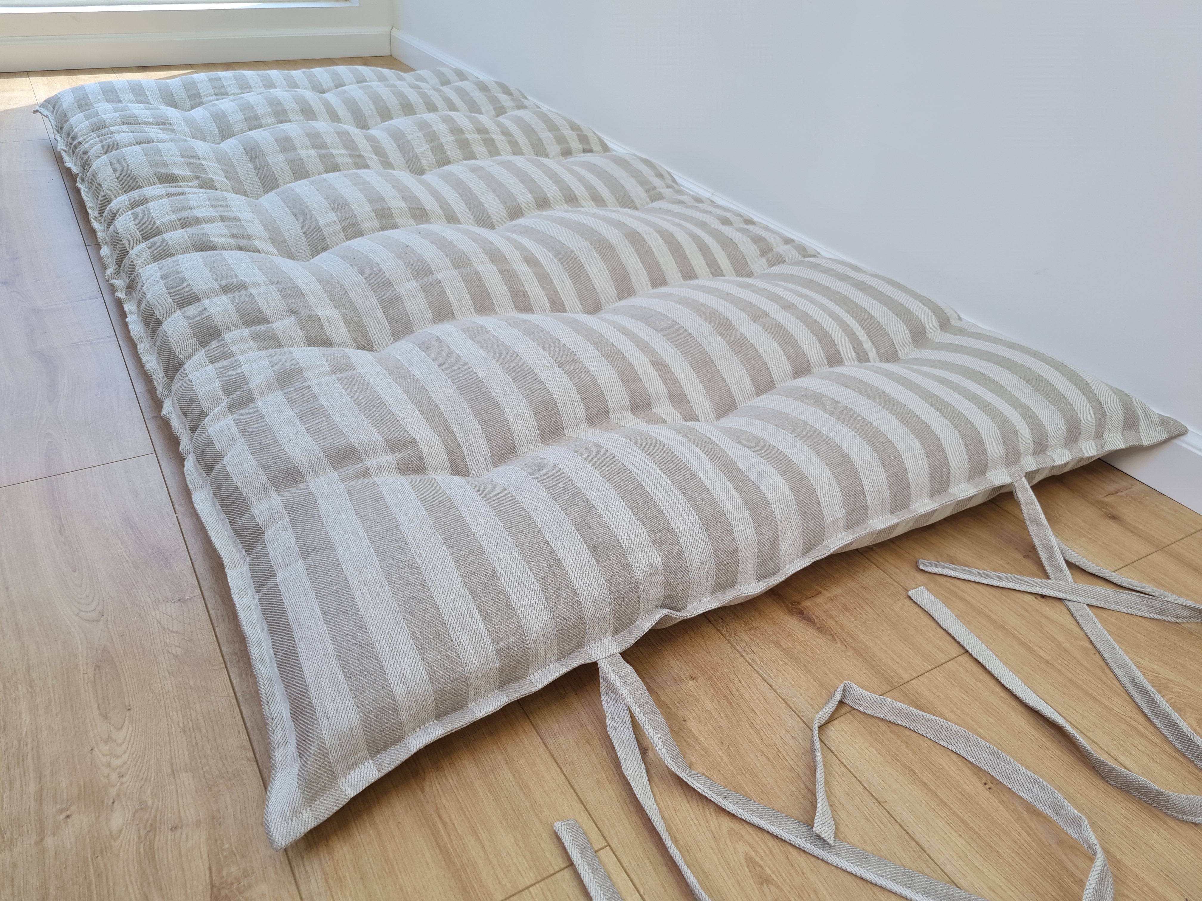 HEMP shikibuton mat Shiki futon 3” thick filled organic hemp fiber filler in natural linen fabric Custom Size Hand made