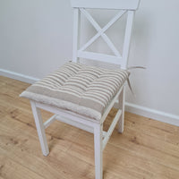 Hemp Linen seat cushion for chair with ties filled organic hemp fiber in natural linen fabric Chair Cushion Pillow seat