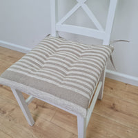 Hemp Linen seat cushion for chair with ties filled organic hemp fiber in natural linen fabric Chair Cushion Pillow seat