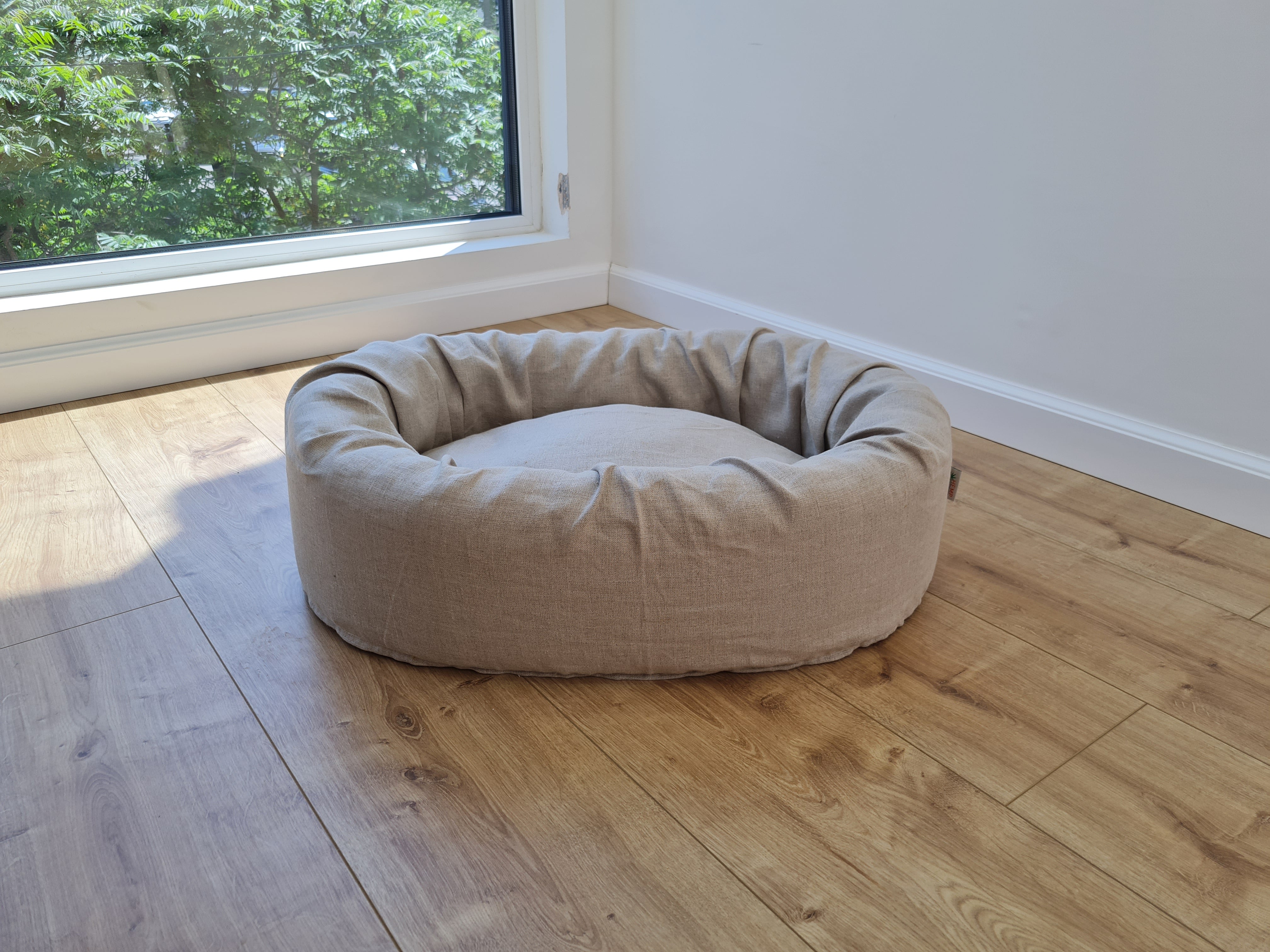 Unique Oval Hemp Linen Pet Bed Cot with Removable Washable Natural Non-dyed Linen Cover Filled Organic Hemp Fiber house eco-friendly Gift