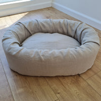 Unique Oval Hemp Linen Pet Bed Cot with Removable Washable Natural Non-dyed Linen Cover Filled Organic Hemp Fiber house eco-friendly Gift