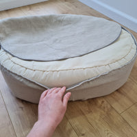 Unique Oval Hemp Linen Pet Bed Cot with Removable Washable Natural Non-dyed Linen Cover Filled Organic Hemp Fiber house eco-friendly Gift