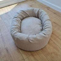Unique Oval Hemp Linen Pet Bed Cot with Removable Washable Natural Non-dyed Linen Cover Filled Organic Hemp Fiber house eco-friendly Gift