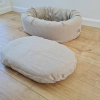 Unique Oval Hemp Linen Pet Bed Cot with Removable Washable Natural Non-dyed Linen Cover Filled Organic Hemp Fiber house eco-friendly Gift