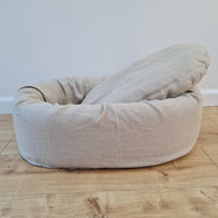 Unique Oval Hemp Linen Pet Bed Cot with Removable Washable Natural Non-dyed Linen Cover Filled Organic Hemp Fiber house eco-friendly Gift