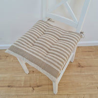 Hemp Linen seat cushion for chair with ties filled organic hemp fiber in natural linen fabric Chair Cushion Pillow seat