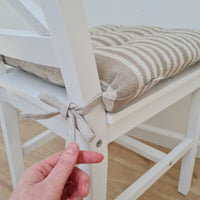 Hemp Linen seat cushion for chair with ties filled organic hemp fiber in natural linen fabric Chair Cushion Pillow seat