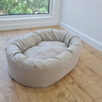 Unique Oval Hemp Linen Pet Bed Cot with Removable Washable Natural Non-dyed Linen Cover Filled Organic Hemp Fiber house eco-friendly Gift