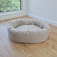 Unique Oval Hemp Linen Pet Bed Cot with Removable Washable Natural Non-dyed Linen Cover Filled Organic Hemp Fiber house eco-friendly Gift