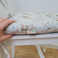 Hemp Chair Seat Cushion filled organic Hemp Fiber in Roses on Mint natural cotton fabric Custom Size, Pillow