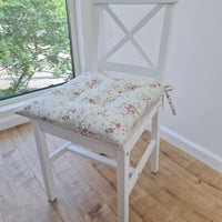 Hemp Chair Seat Cushion filled organic Hemp Fiber in Roses on Mint natural cotton fabric Custom Size, Pillow