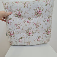 Hemp Chair Seat Cushion filled organic Hemp Fiber in Roses on Mint natural cotton fabric Custom Size, Pillow