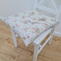 Hemp Chair Seat Cushion filled organic Hemp Fiber in Roses on Mint natural cotton fabric Custom Size, Pillow