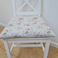 Hemp Chair Seat Cushion filled organic Hemp Fiber in Roses on Mint natural cotton fabric Custom Size, Pillow
