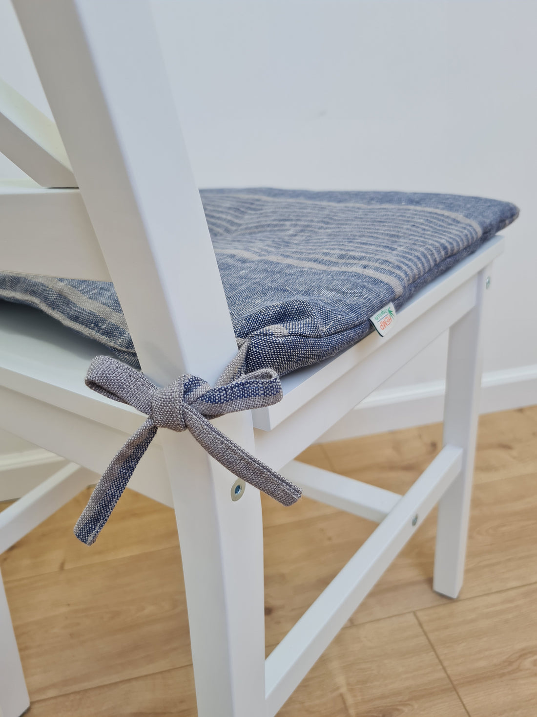 16"x16" (40x40 cm) Hemp Linen seat cushion for chair with ties filled organic hemp fiber in natural linen fabric Pillow Seat