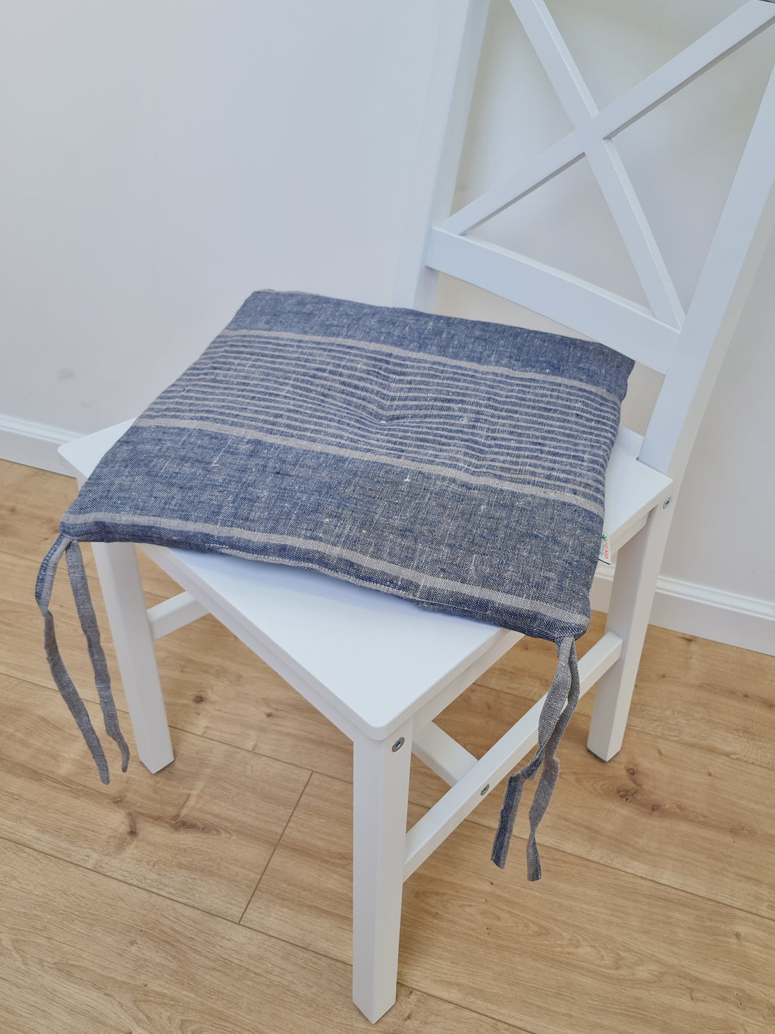 16"x16" (40x40 cm) Hemp Linen seat cushion for chair with ties filled organic hemp fiber in natural linen fabric Pillow Seat