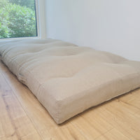 HEMP shikibuton 6” thick mat Shiki futon filled organic hemp fiber filler in natural undyed linen fabric Custom Size Hand made