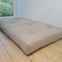 HEMP shikibuton 6” thick mat Shiki futon filled organic hemp fiber filler in natural undyed linen fabric Custom Size Hand made