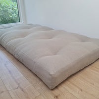 HEMP shikibuton 6” thick mat Shiki futon filled organic hemp fiber filler in natural undyed linen fabric Custom Size Hand made