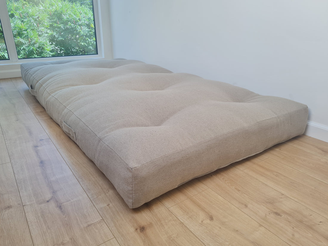 HEMP shikibuton 6” thick mat Shiki futon filled organic hemp fiber filler in natural undyed linen fabric Custom Size Hand made